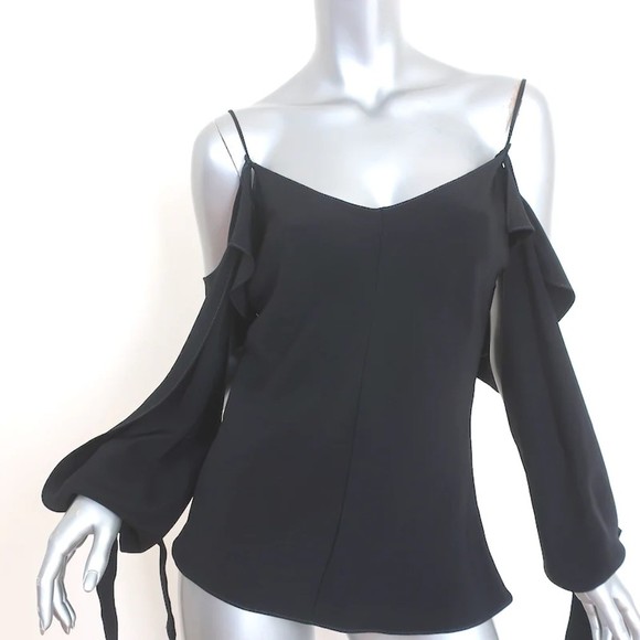 Juan Carlos Obando Amalfi Cutout Blouse Black Draped Silk Size 2 - Picture 2 of 7